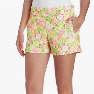 Lilly Pulitzer Floral Shorts Sloane Sunbonnet Eyelet Lace Pink Yellow Size 2